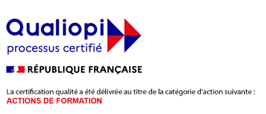 Logo Qualiopi. Certification qualité délivrée au titre de la catégorie d'action suivante : Actions de Formation